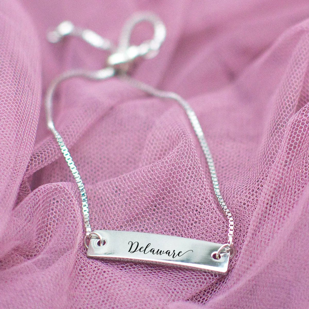 Silver Delaware Adjustable Bar Bracelet