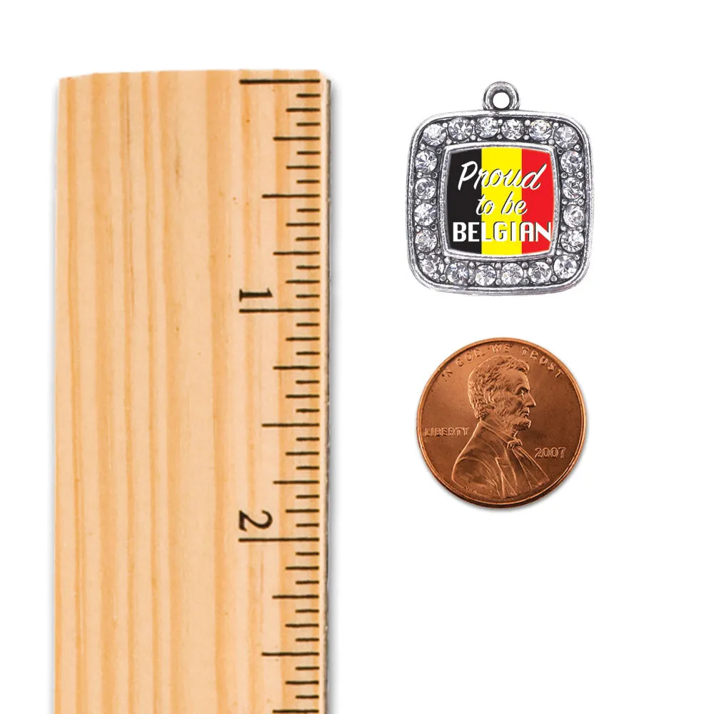 Silver Proud to be Belgian Square Charm Toggle Bracelet