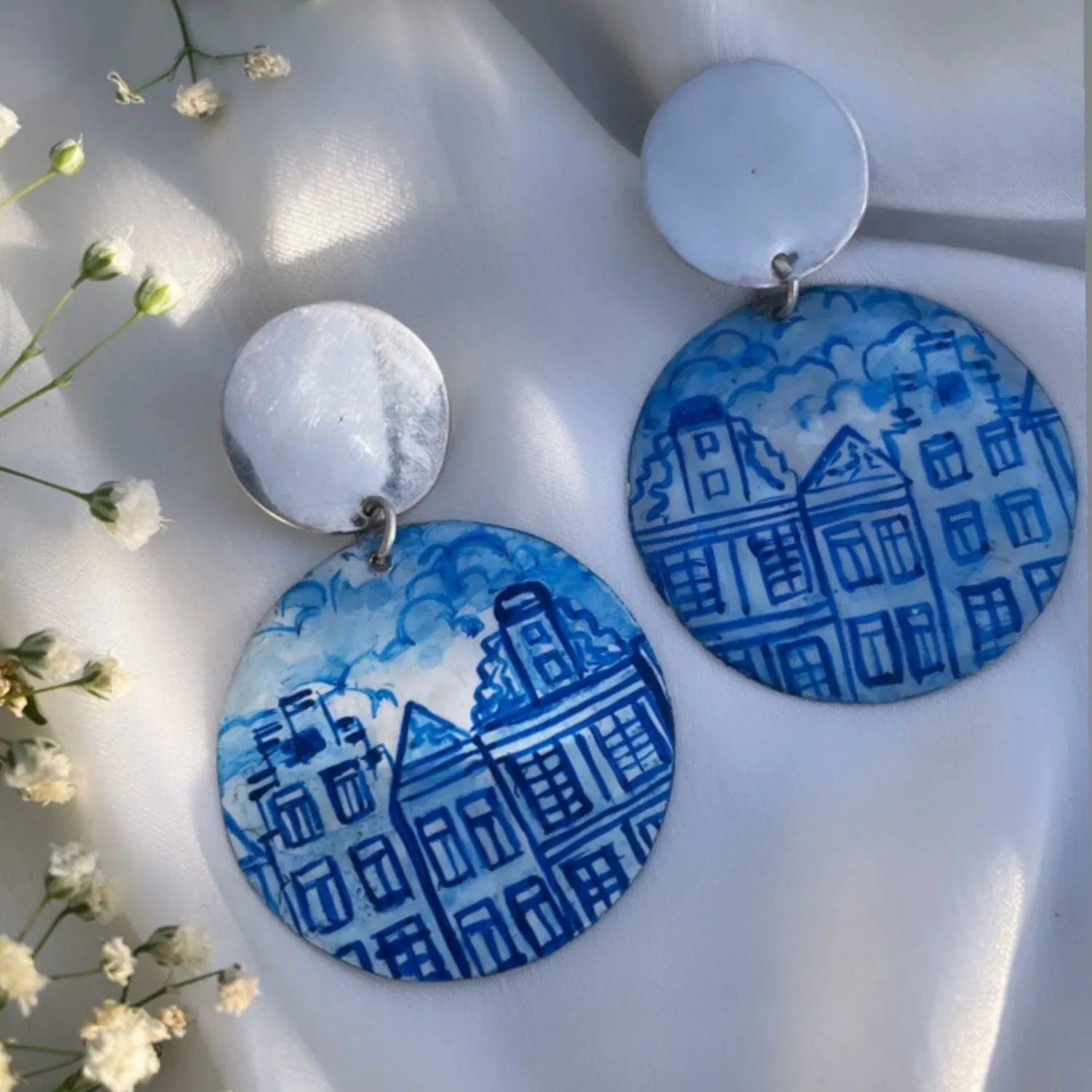 Skyline Earrings | Silver Jewellery | Hand Painted | Exquisite Design