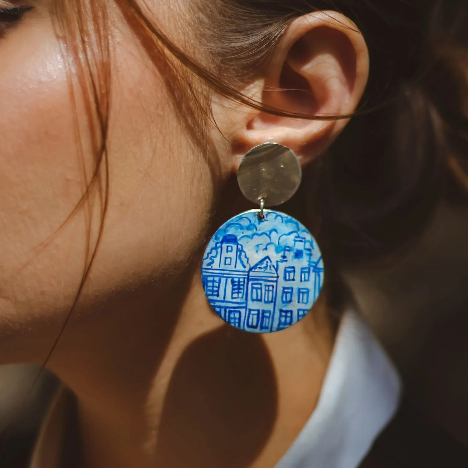 Skyline Earrings | Silver Jewellery | Hand Painted | Exquisite Design