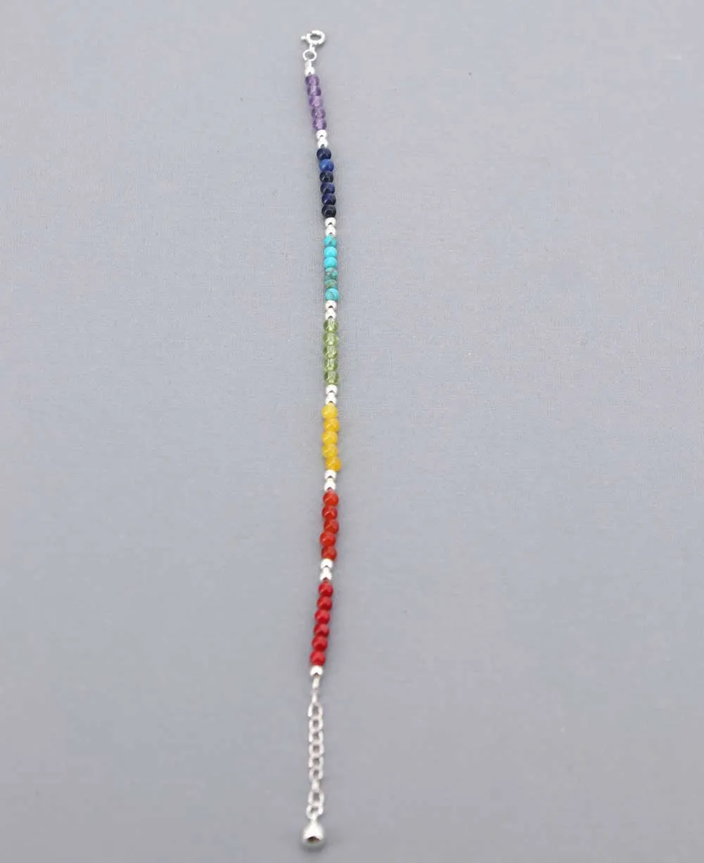 Sterling Silver Beaded Chakra Bracelet