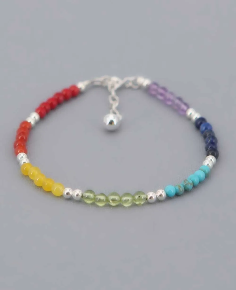 Sterling Silver Beaded Chakra Bracelet