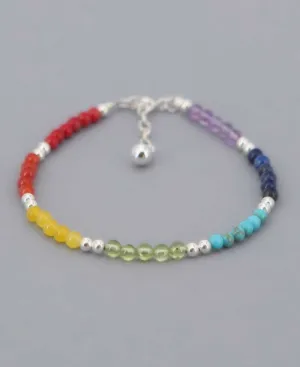 Sterling Silver Beaded Chakra Bracelet