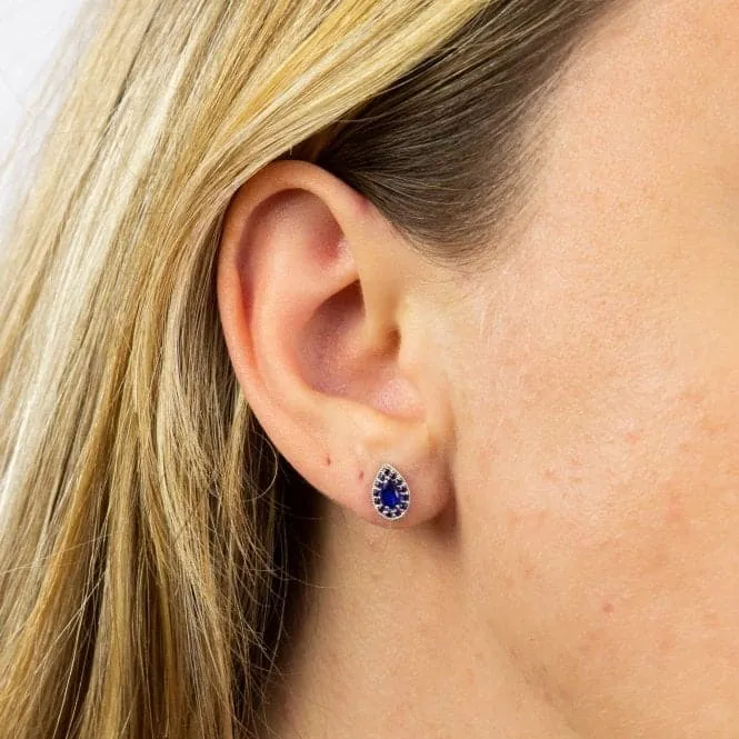 Teardrop Sapphire White Gold Stud Earrings GE2378L
