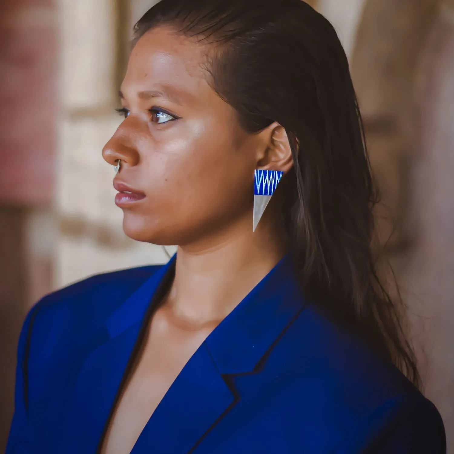Tikona Earrings | Silver Jewellery | Hand Painted | Exquisite Design