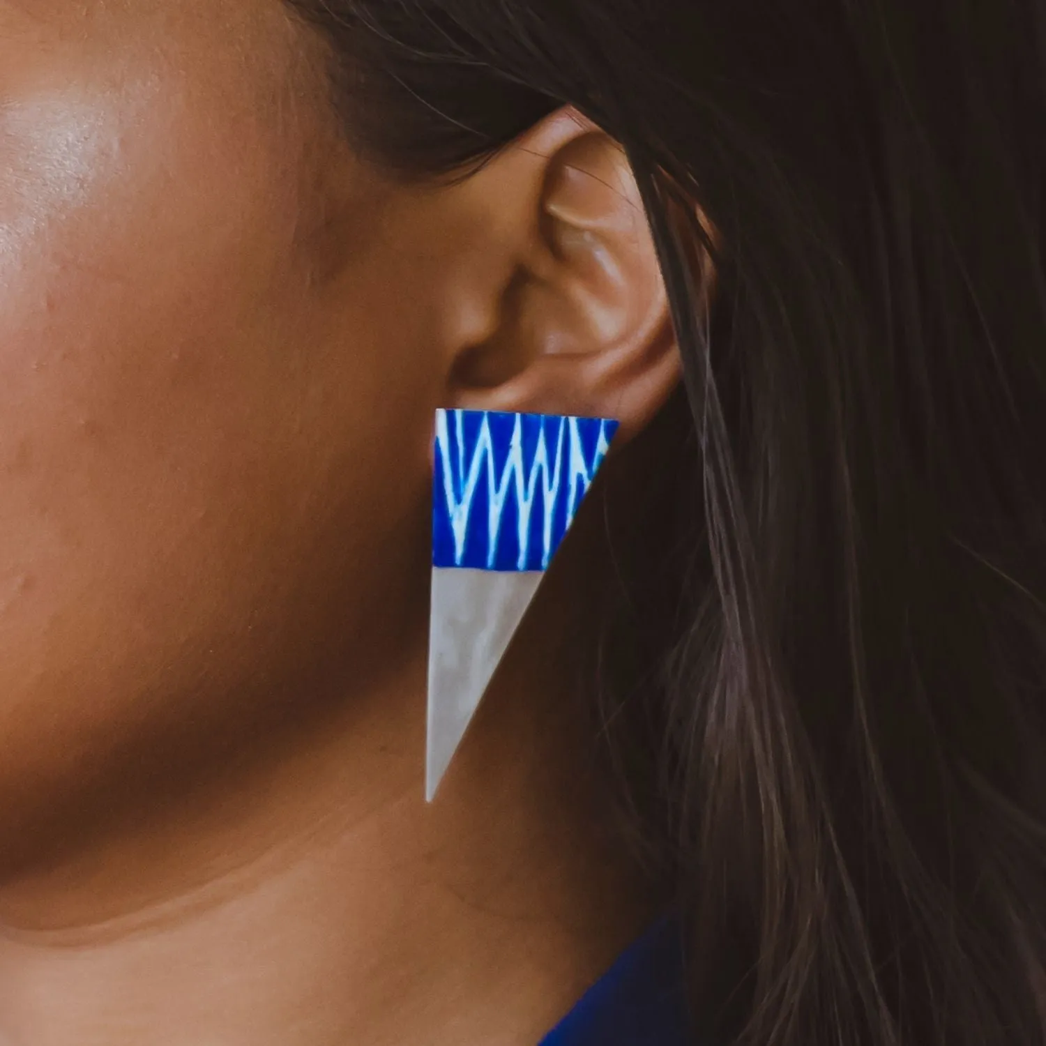 Tikona Earrings | Silver Jewellery | Hand Painted | Exquisite Design